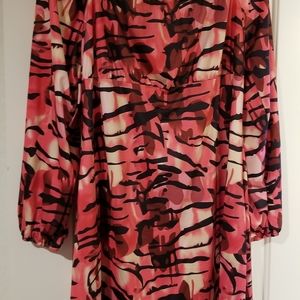 Plus Square Neck tie dye zebra striped dress